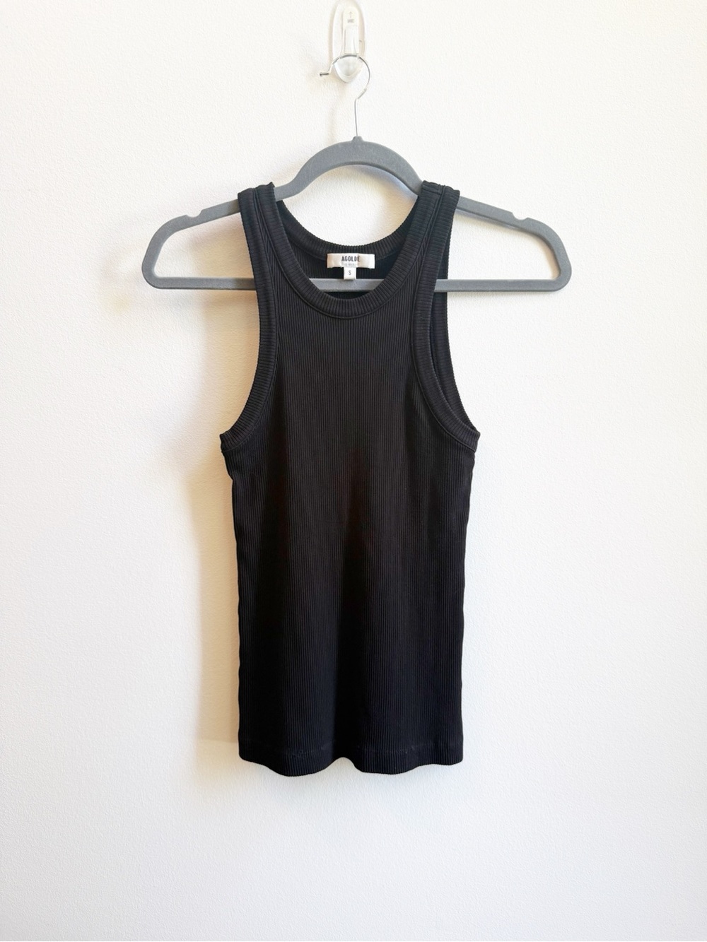 Agolde Black Ribbed Scoop Neck Tank